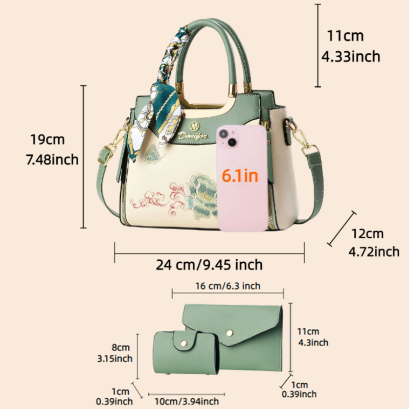 3-piece embroidered handbag se - Women Bags Casual ulasan dan harga